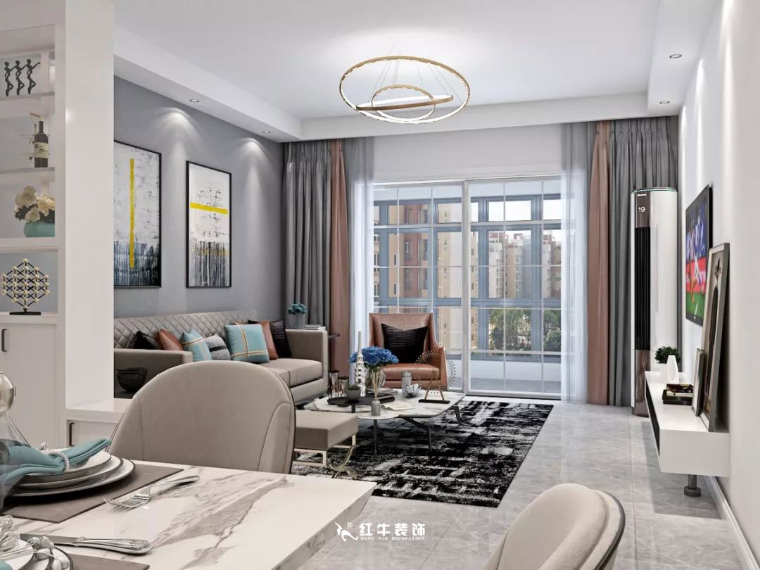 南京商苑新村120㎡现代简约--深浅有致的色彩搭配01客厅+logo